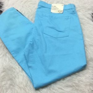 Joe Fresh baby blue slim jeans with ankle zippers